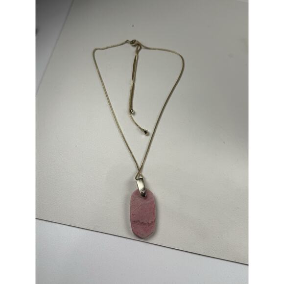 Kendra Scott Inez Long Adjustable Necklace 30" Pink Rhodonite Pendant - Picture 3 of 8